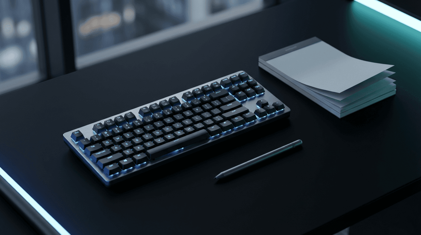 NEXUS AI dashboard with blue and gold lighting on modern laptop