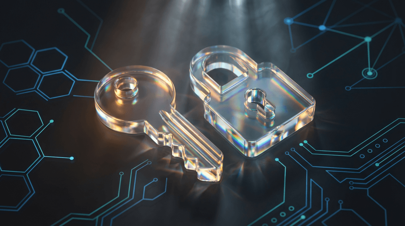 Close-up of digital security lock with blue and gold lighting